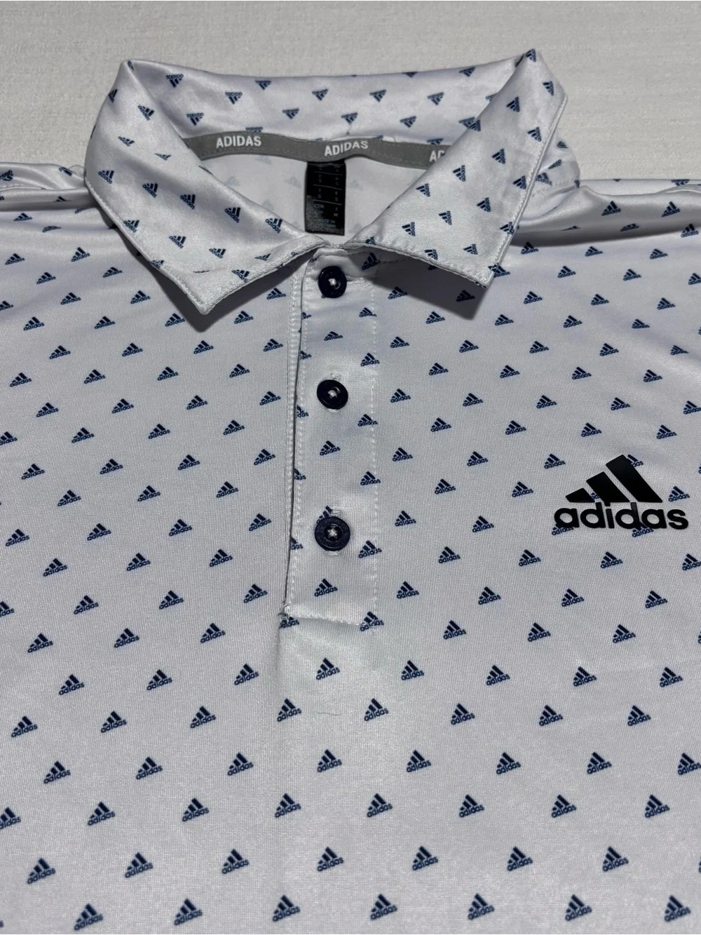 Men’s Adidas Ultimate Printed Golf Polo Shirt | White | Size Small | ADVR0794